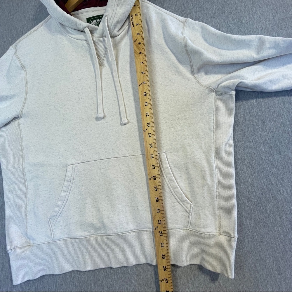 American Eagle Hoodie Unisex Size Medium White Fleeced Lined Pullover - Picture 4 of 11